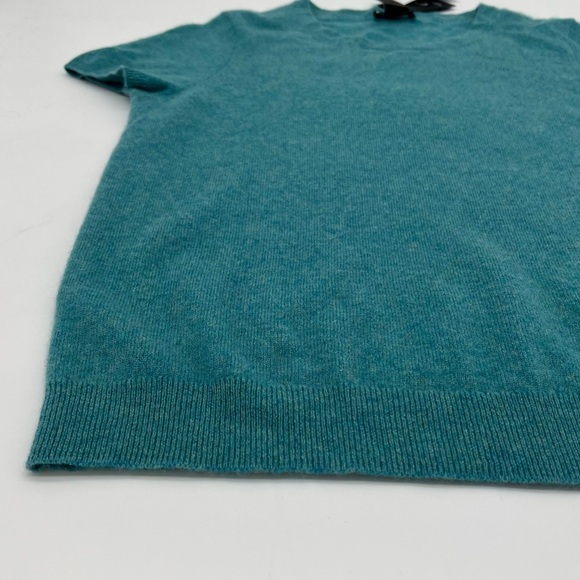 C by Bloomingdale’s 100% 2-Ply Cashmere Short Sleeve Sweater – XL – Marled Teal - Picture 3 of 7